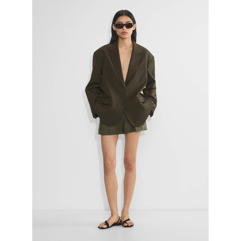 Aritzia Babaton Vogue Blazer XL City Wool Olive Green Oversized 2 Button‎ Jacket